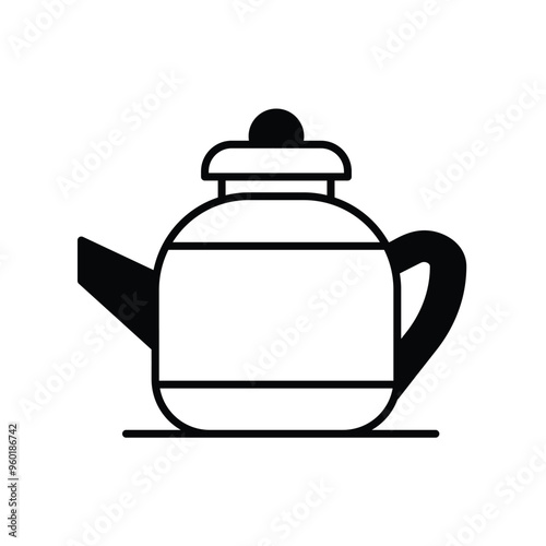 teapot glyph icon with white background vector stock illustration