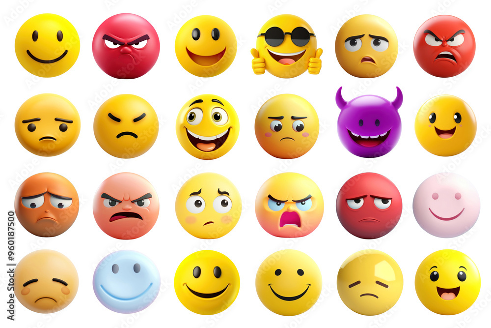 PNG 3D emoji set, transparent background PNG 3D emoji set, transparent background