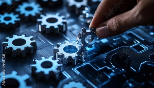 Innovative Process Improvement: Strategic Analysis and Optimization for Enhanced Business Efficiency. Mechanical Gears Symbolizing Seamless Operations, Technological Advancement, and Cultural Inclusiv photo