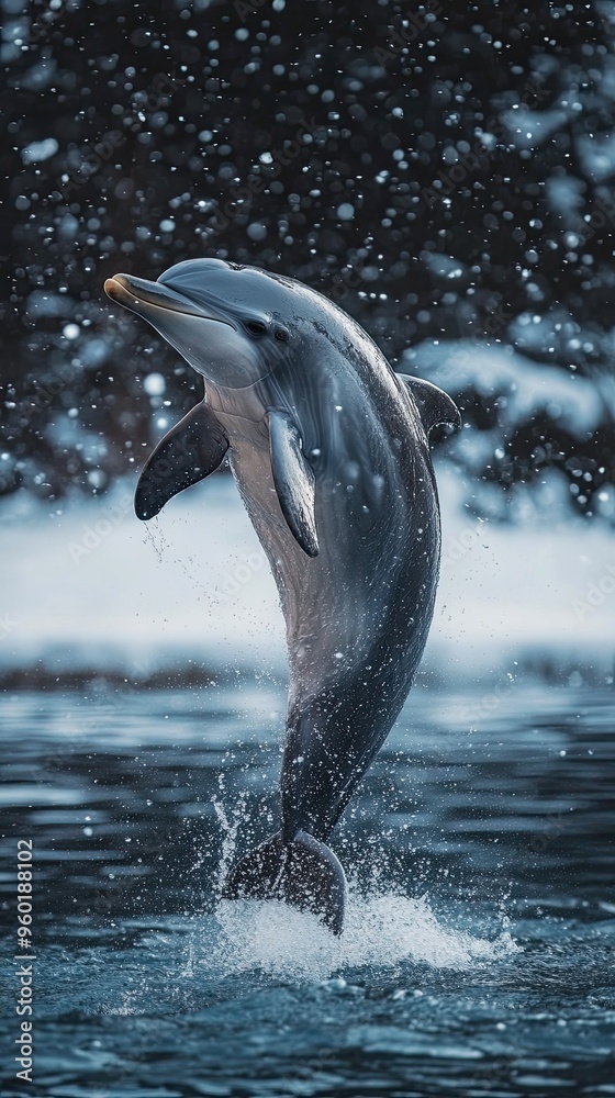Obraz premium dolphin isolated on winter background