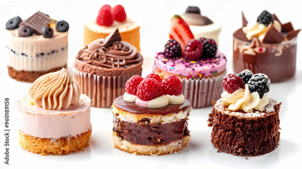 Various of sweets and desserts set and collection. chocolate cake, cupcakes, red velvet cake, apple pie, macarons, pretzel, donut, pastries, muffin, cookies, croissant. Bakery sweets isolated on white Various of sweets and desserts set and collection. chocolate cake, cupcakes, red velvet cake, apple pie, macarons, pretzel, donut, pastries, muffin, cookies, croissant. Bakery sweets isolated on white