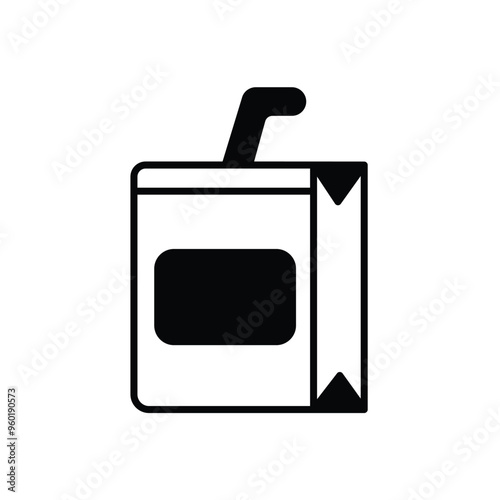 juice box glyph icon with white background vector stock illustration