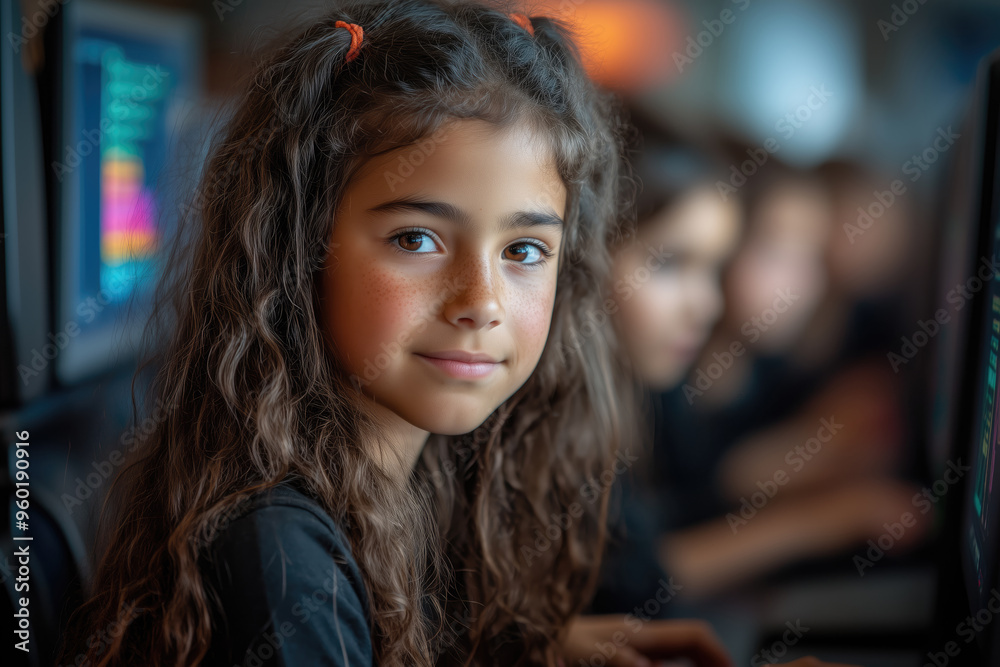 Boys and Girls Learning Coding Together in a Classroom with Focus on Gender Equality in STEM, Encouraged by Female Teacher Boys and Girls Learning Coding Together in a Classroom with Focus on Gender Equality in STEM, Encouraged by Female Teacher