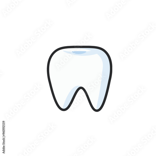 single tooth in outline flat vector design.