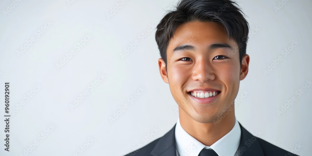 Young Asian Executive in Business Suit Smiling Young Asian Executive in Business Suit Smiling