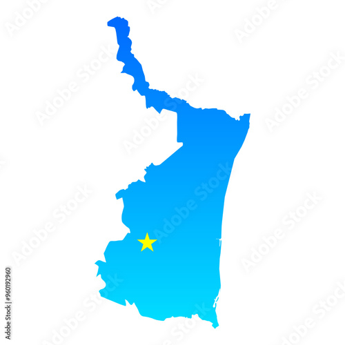 Map of Tamaulipas with its capital Ciudad Victoria in Mexico with a professional blue style