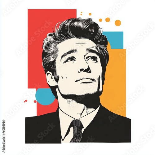 Retro Pop Art Man with Geometric Shapes