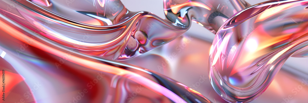 Obraz premium Abstract Wave of Pink Glass. Modern Design Technologies