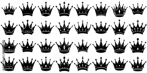 A set of black Crown silhouettes