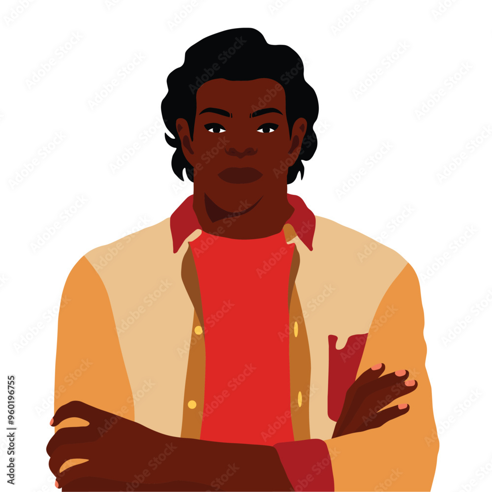 Obraz premium Handsome black man in elegant art style vector