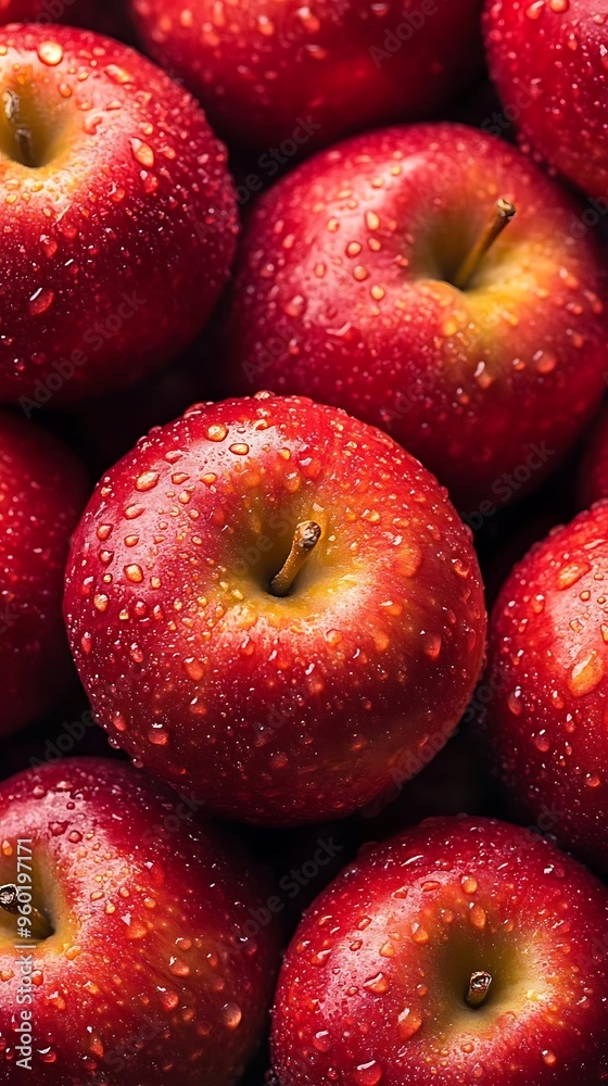 Fresh Red Apple Photo - Water Droplets on Ripe Apples Fresh Red Apple Photo - Water Droplets on Ripe Apples