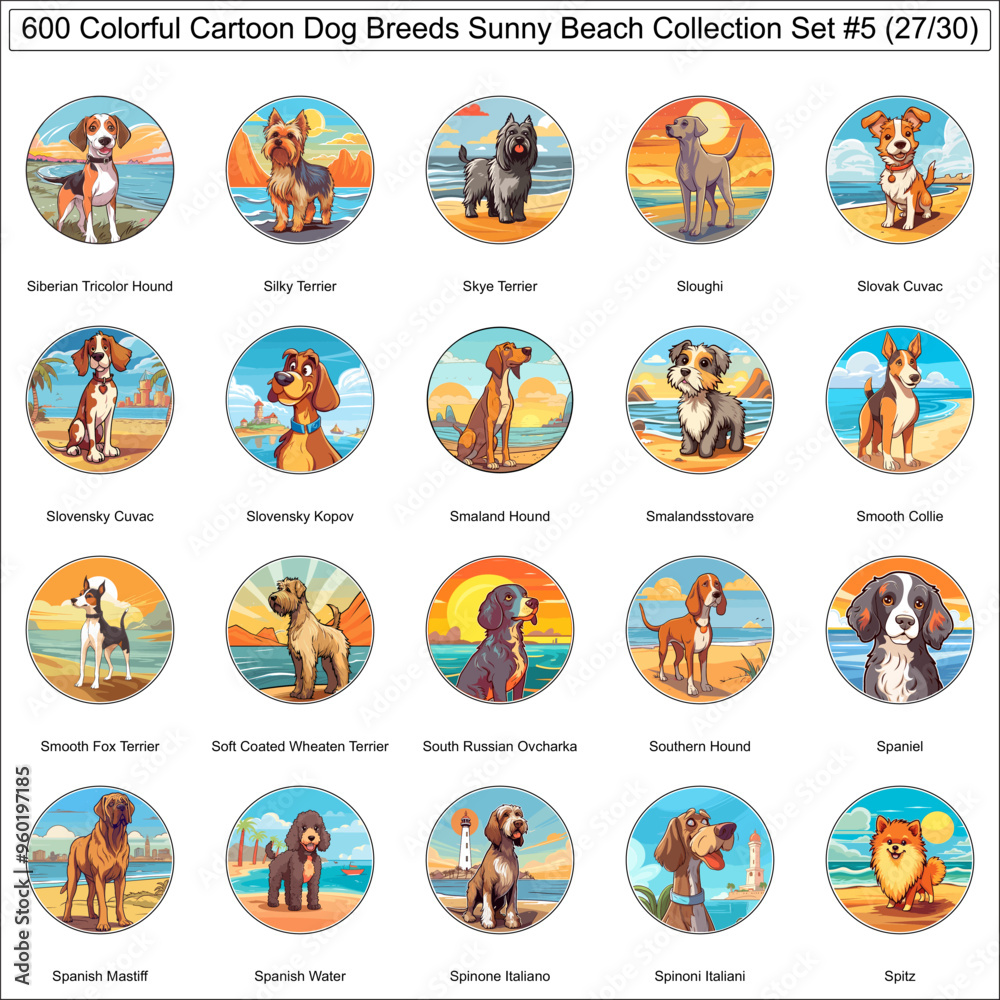 Colorful Dog Breeds Cartoon Characters Sunny Beach Bundle Collection Set 5 of 600 Dog Faces Isolated Part 27 Colorful Dog Breeds Cartoon Characters Sunny Beach Bundle Collection Set 5 of 600 Dog Faces Isolated Part 27