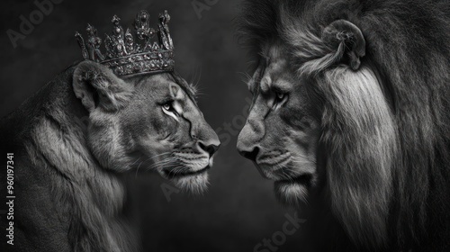 Lion and Lioness Royalty photo