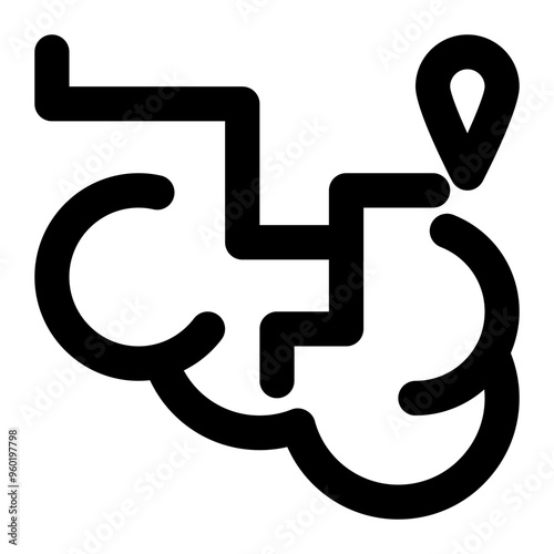 navigation, gps, routing, system, artificial intelligence outline icon