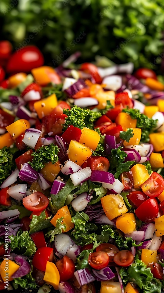 Vibrant Chopped Salad Photo with Kale, Tomatoes, and Peppers