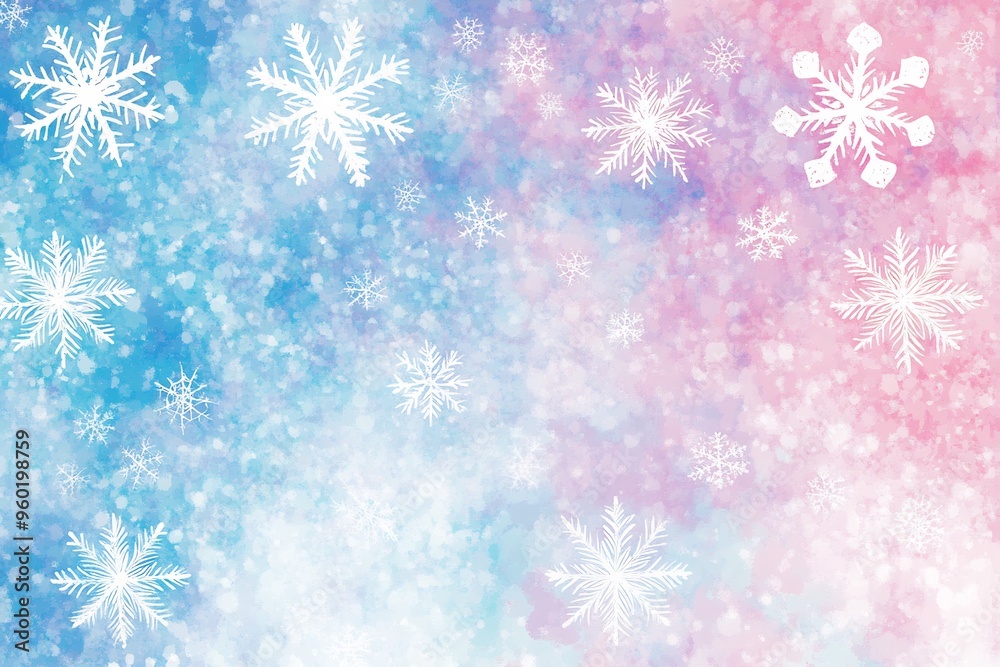 blue and pink background with white snowflakes blue and pink background with white snowflakes