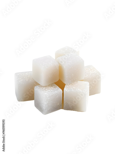 Sugar Cube Isolated on White and Translucent Background 