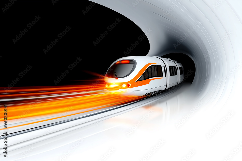 Obraz premium High-Speed Train Racing Through Tunnel