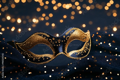 Golden Masquerade Mask with Festive Lights