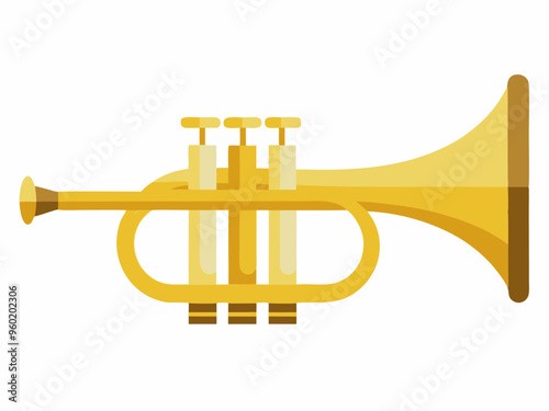 Golden trumpet - modern flat design style single isolated object 