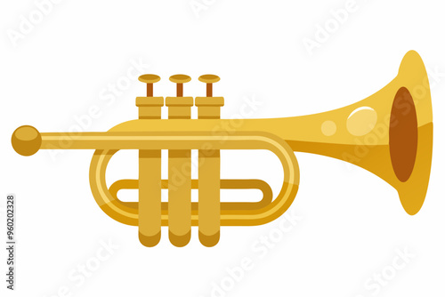 Golden trumpet - modern flat design style single isolated object 