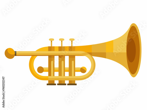Golden trumpet - modern flat design style single isolated object 