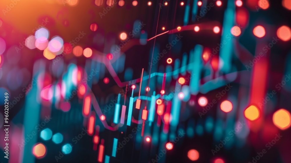 Abstract Financial Data Visualization with Neon Lights Abstract Financial Data Visualization with Neon Lights