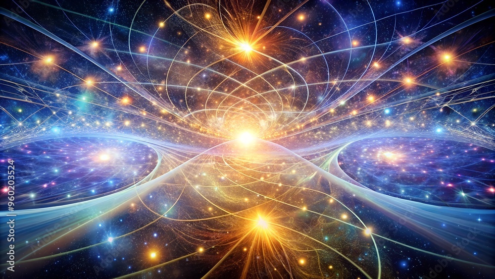 Fototapeta premium Cosmic Information Networks of Light and Energy. Perfect for: Tech Festivals, Cosmic Knowledge Events