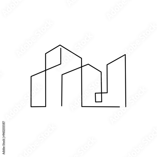 minimalist city building line art