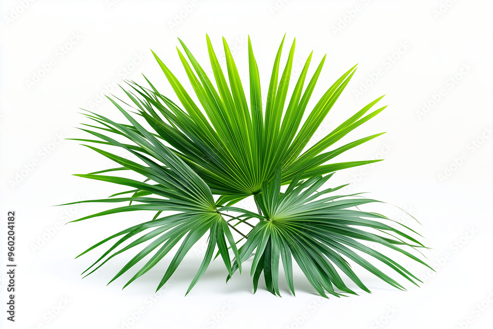 Palm leaf isolated on white background, Green palm leaf on white. Palm leaf isolated on white background, Green palm leaf on white.