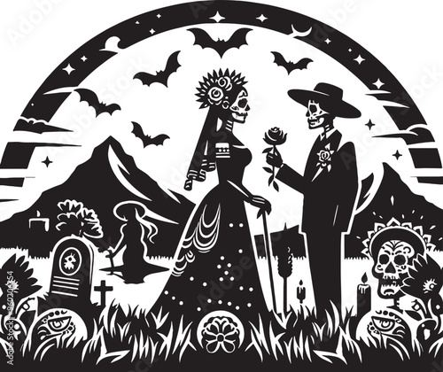 Day of the Dead Silhouette Vector Illustration