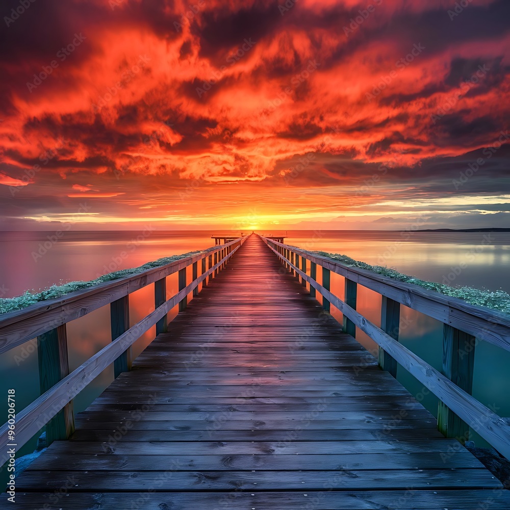 Obraz premium Pier with sky on sunset