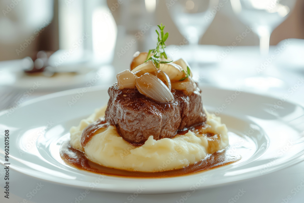 Roasted liver with onions and mashed potatoes Roasted liver with onions and mashed potatoes