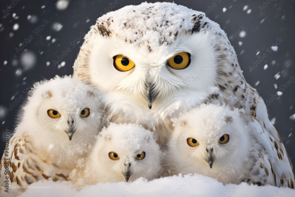 Obraz premium Owl Animal Family Wandering Calmly Peaceful In the Nature Outdoor
