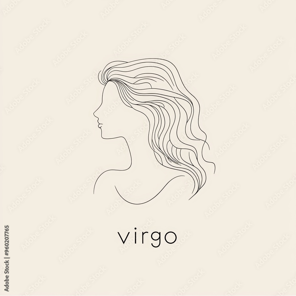 Elegant Virgo Zodiac Sign Line Art Illustration for Astrology Lovers Elegant Virgo Zodiac Sign Line Art Illustration for Astrology Lovers