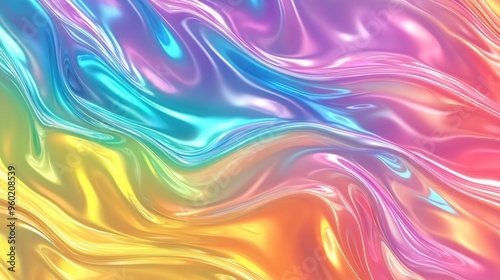 Abstract Liquid Rainbow Swirls - Digital Art