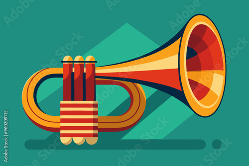 Retro Post horn. Hunting bugle vector illustration