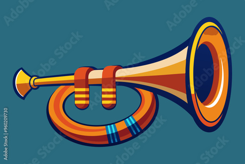 Retro Post horn. Hunting bugle vector illustration