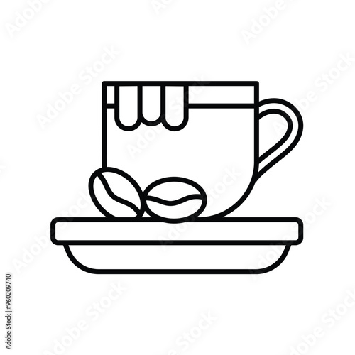 cappuccino line icon with white background vector stock illustration