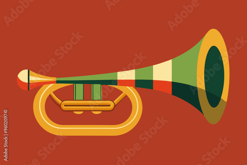 Retro Post horn. Hunting bugle vector illustration