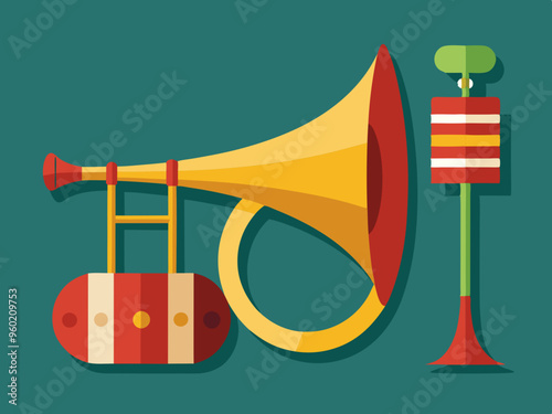 Retro Post horn. Hunting bugle vector illustration