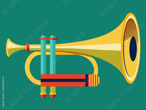 Retro Post horn. Hunting bugle vector illustration