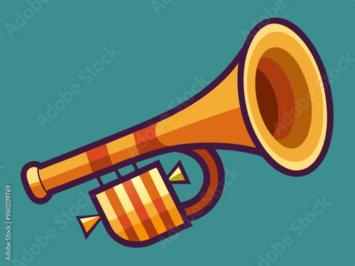 Retro Post horn. Hunting bugle vector illustration