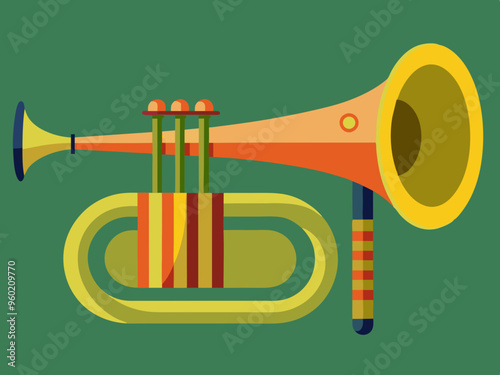 Retro Post horn. Hunting bugle vector illustration