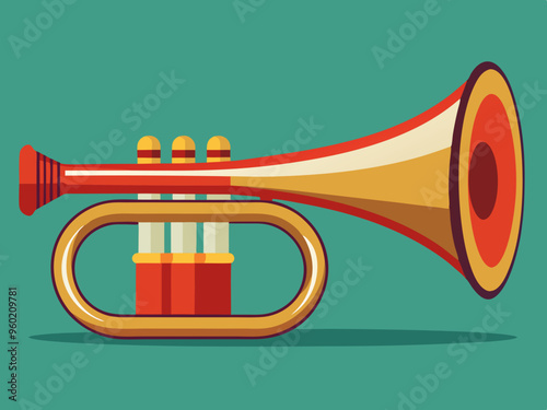 Retro Post horn. Hunting bugle vector illustration