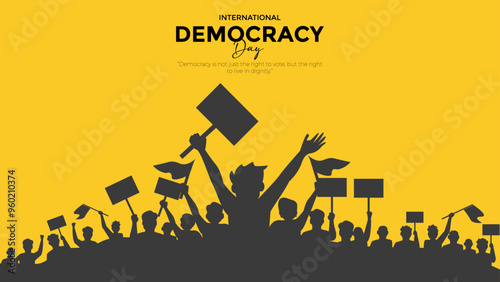 Happy International Democracy Day, September 15, International Day of Democracy Creative Ads. hand and vote icon isolated on Template for background.