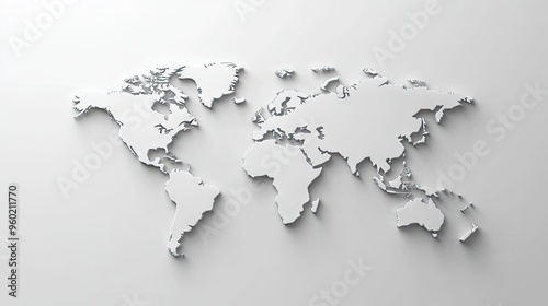 Fototapeta Naklejka Na Ścianę i Meble -  A simple and clean world map with outlined continents, isolated on a white background for easy use in presentations.
