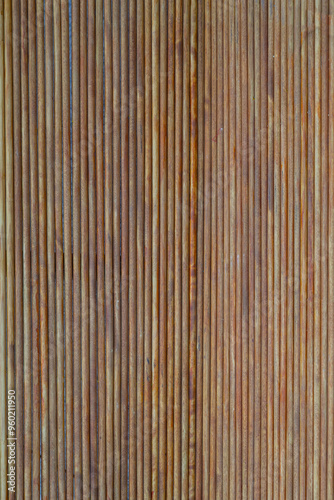 wooden background round, thin boards closeup ,brown background vertical lines