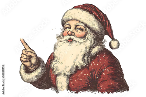 Santa portrait vintage illustration isolated on transparent background
 photo