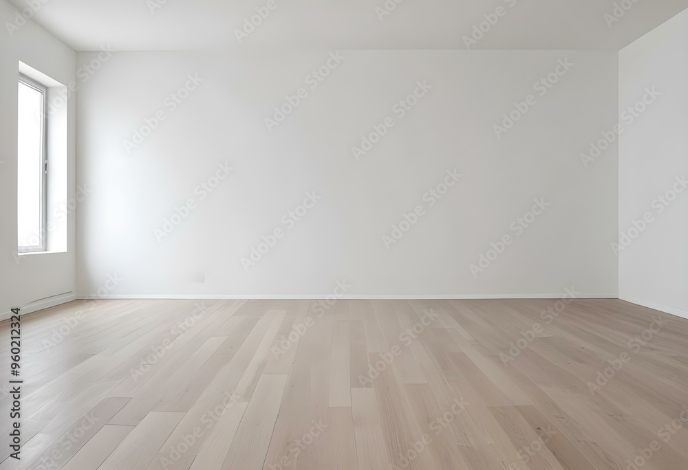Empty room with white walls and wooden floor, minimal interior design. Empty room with white walls and wooden floor, minimal interior design.